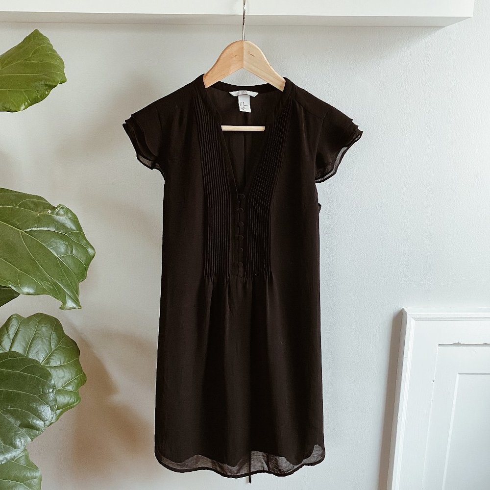 H&M Black Dress with Ruffle Tank Sleeve